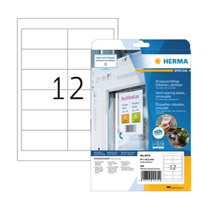 Herma 4574 verwijderbare folie etiketten / weerbestendig / A4 / 97 x 42,3 mm / wit / 240 etiketten