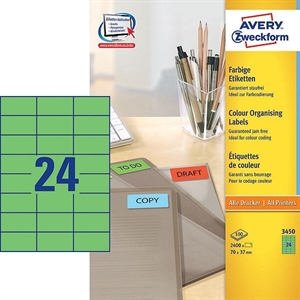 Avery Zweckform 3450 universele etiketten / groen / 70 mm x 37 mm / 2400 etiketten