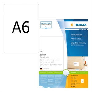 Herma Premium 8689 permanent hechtende etiketten / A6 / 105 x 148 mm / wit / 800 etiketten