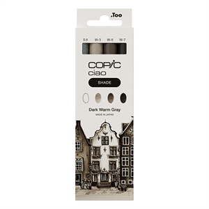 Copic 22075420 Ciao Shade markerset | Dark Warm Grey | beitel/penseel punt | 4 stuks