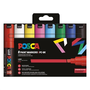 Posca PC-8K verfmarkerset basis / 8 mm / 8 stuks
