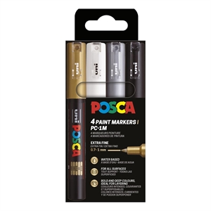 Posca PC-1MC verfmarkerset metallic / 0,7 – 1 mm / rond / 4 stuks