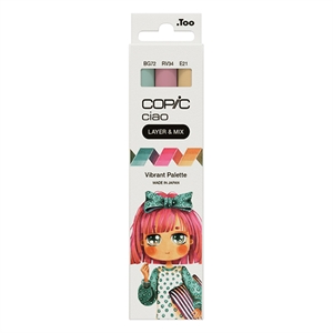 Copic Ciao Layer & Mix markerset / Vibrant Palette / penseel / beitel / 3 stuks
