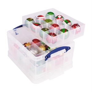 Really Useful Box opbergdoos voor kerstversiering / transparant / 21 liter / 2 inzetbakken