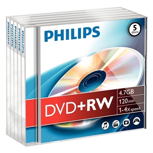 Philips DVD+RW / rewritable / jewel case / 5 stuks