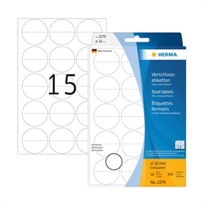 Herma 2279 sluitetiketten / geperforeerd / 32 mm / transparant / 240 etiketten