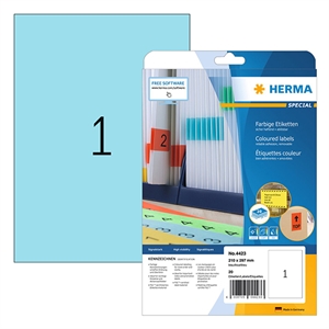 Herma 4423 etiketten / verwijderbaar / A4 / 210 x 297 mm / blauw / 20 etiketten