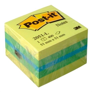 3M 2051L Post-it notes mini kubus / 51 x 51 mm / assorti / 400 vel