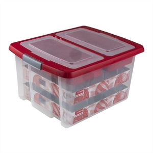 Sunware Nesta opbergdoos voor kerstversiering / transparant/rood / 32 liter / 32 kerstballen