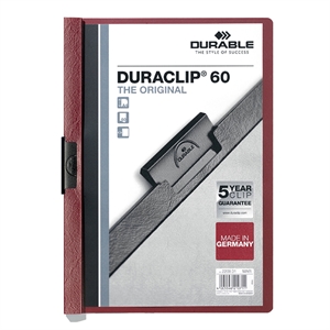 Durable 220931 Duraclip klemmap / A4 / donkerrood / tot 60 pagina’s
