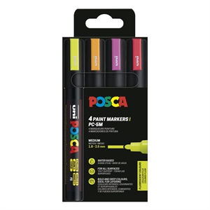 Posca PC-5M verfmarkerset fluo / 1,8 – 2,5 mm / rond / 4 stuks