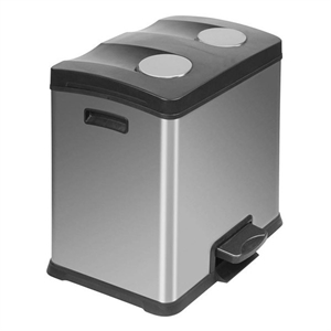 EKO Recycle Rejoice duo pedaalemmer / mat RVS / 2 x 12 liter