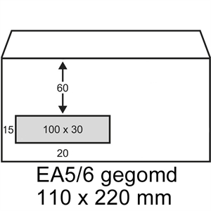 Raadhuis 202020 dienst envelop / gegomd / C5 / venster links / 110mm x 220mm / 500 stuks