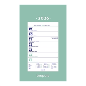 Brepols omlegkalender op schild / 1 week / 19 x 31 cm / 4-talig / 2026
