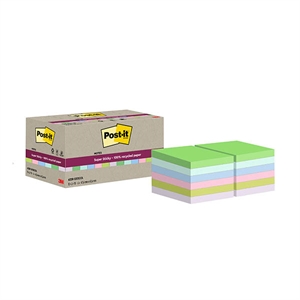 3M Post-It super sticky gerecycled / 47,6 x 47,6 mm / assorti / 12 x 70 vel