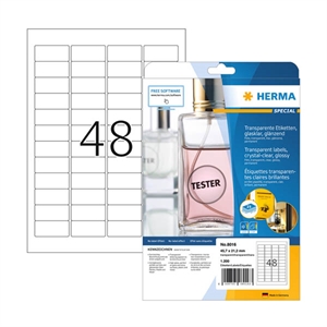 Herma 8016 transparante etiketten / A4 / 45,7 x 21,2 mm / glashelder / 1200 etiketten