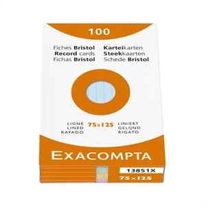 Exacompta 13851X systeemkaart / gelinieerd / assorti / 75 x 125 mm / 100 stuks