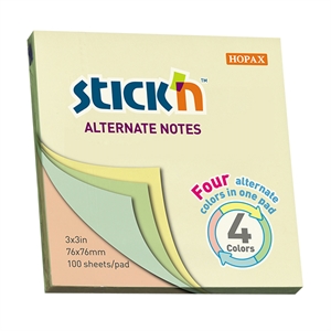 Stick'n memoblok / 76 x 76 mm / pastel / 100 vel