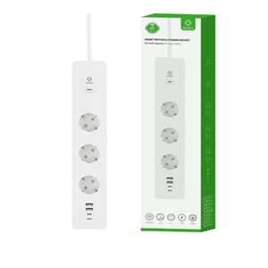 WOOX R6132 slimme stekkerdoos met energiemeter / tot 3680W / 3 stopcontacten / wit