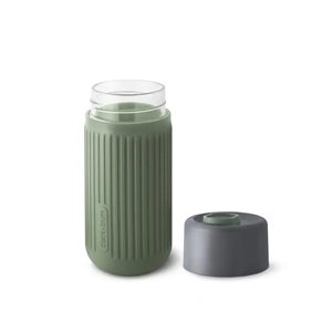 Black+Blum reisbeker / glas / 340 ml / grijs/olijfgroen