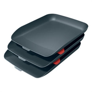 Leitz 53582089 Cosy brievenbak / A4 / polystyreen / fluweel grijs / 3 stuks