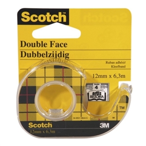 3M Scotch 665 tape / dubbelzijdig / 12mm x 6,3m / dispenser
