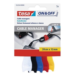 Tesa 55236 cable manager klittenband / diverse kleuren / 5 stuks