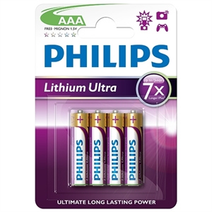 Philips batterij Mignon AAA / lithium ultra / FR03 / 4 stuks