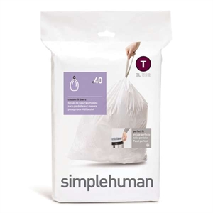 Simplehuman vuilniszakken / met trekband / code T / 3 liter / 40 stuks