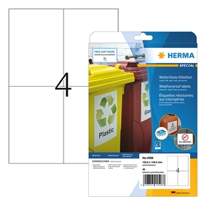 Herma 4598 inkjet etiketten / weerbestendig / A4 / 105 x 148 mm / wit / 40 etiketten