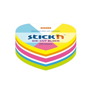 Stick'n Die-Cut notes hart / 61 x 70 mm / neon kleuren / 250 vel