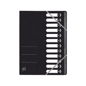 Oxford 400116256 Top File+ sorteermap / A4 / karton / zwart / 12 tabs