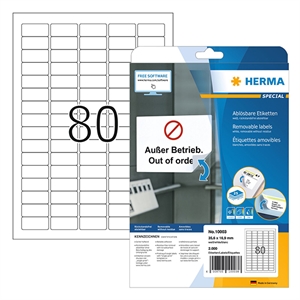 Herma 10003 verwijderbare etiketten / A4 / 35,6 x 16,9 mm / wit / 2000 etiketten