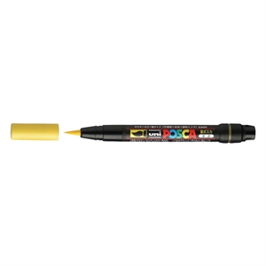 POSCA brush PCF-350 verfmarker / geel / penseel punt / 1 mm