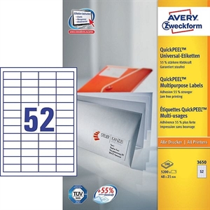 Avery Zweckform 3650 universele etiketten / wit / zelfklevend / 48 mm x 21 mm / 5100 etiketten
