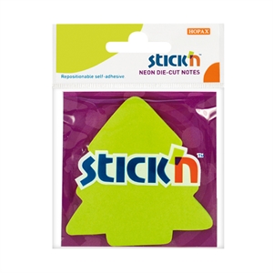 Stick'n Die-Cut notes boom / 70 x 70 mm / neon-groen / 50 vel