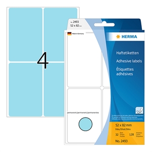 Herma 2493 multifunctionele etiketten / 52 x 82 mm / blauw / 128 etiketten