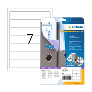 Herma 10155 printbare rugetiketten / verwijderbaar /A4 / 38 x 192 mm / wit / 175 etiketten