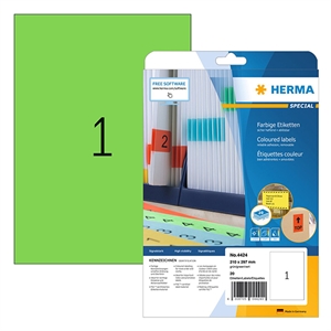 Herma 4424 verwijderbare etiketten / A4 / 210 x 297 mm / groen / 20 etiketten