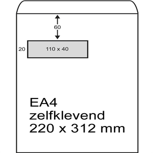 Raadhuis 303670 akte envelop / zelfklevend / EA4 / venster links / 220mm x 312mm / 250 stuks
