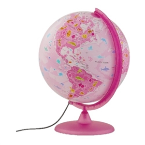 Atmosphere Globe met verlichting / roze / met illustraties / 30 cm