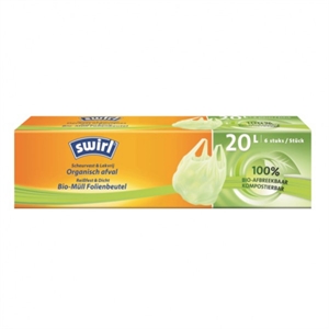 Swirl Biofoil Vuilniszakken met handvatten / Composteerbaar / 20 liter / 6 stuks