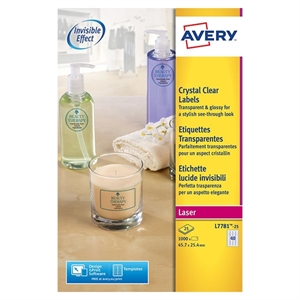 Avery Zweckform L7781-25 crystal clear etiketten / 45,7 mm x 25,4 mm / 1000 etiketten