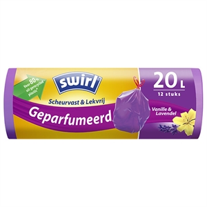 Swirl vuilniszakken met trekband / voor pedaalemmers / geparfumeerd / 20 liter / 12 stuks