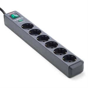 Brennenstuhl 1159700015 stekkerdoos met overspanningsbeveiliging / 6 stopcontacten / 1,5 meter / met schakelaar / antraciet