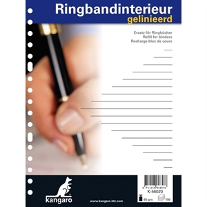 Kangaro ringbandinterieur / A5 / gelinieerd / 17-rings / 60 gr. / 150 vel