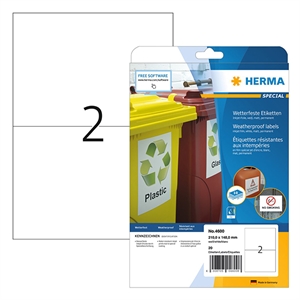 Herma 4600 inkjet etiketten / weerbestendig / A4 / 210 x 148 mm / wit / 20 etiketten