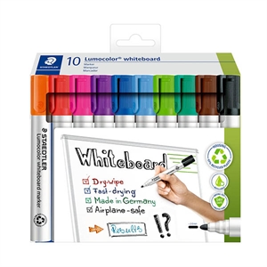 Staedtler Lumocolor 351 whiteboard marker set / ronde punt / 2 mm / 10 stuks