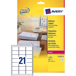 Avery Zweckform L7160-40 adresetiketten / quickpeel / 63,5 mm x 38,1 mm / 840 etiketten