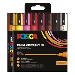Posca PC-5M verfmarkerset warme kleuren / 1,8 – 2,5 mm / rond / 8 stuks